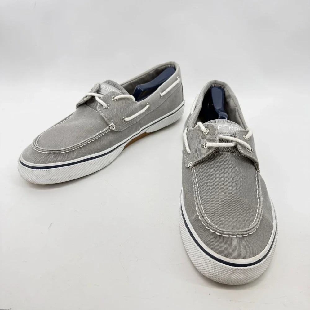 Sperry Bahama II Boat Shoes Mens 11.5 Gray Canvas Nautical Resort Preppy Beach